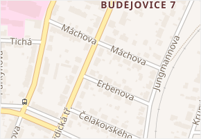 Máchova v obci České Budějovice - mapa ulice