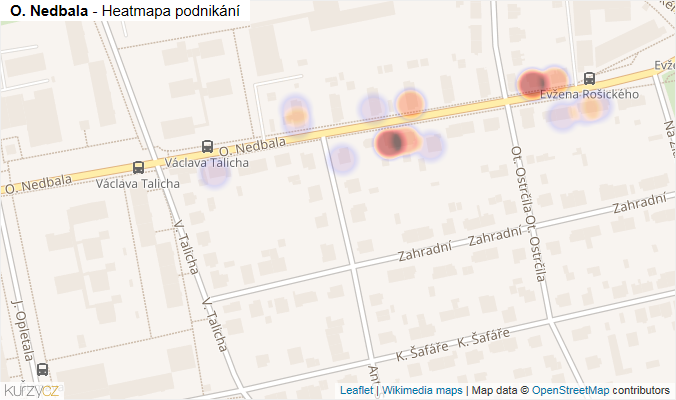 Mapa O. Nedbala - Firmy v ulici.