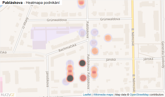 Mapa Pabláskova - Firmy v ulici.