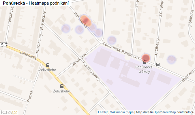 Mapa Pohůrecká - Firmy v ulici.