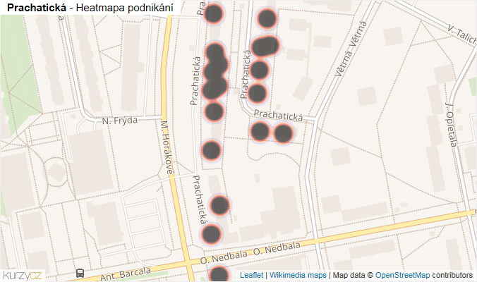 Mapa Prachatická - Firmy v ulici.