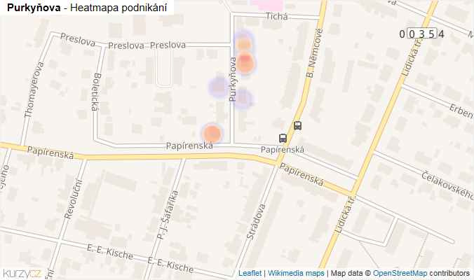 Mapa Purkyňova - Firmy v ulici.