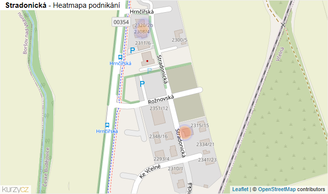 Mapa Stradonická - Firmy v ulici.