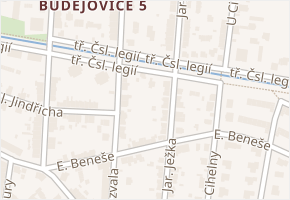 tř. Čsl. legií v obci České Budějovice - mapa ulice