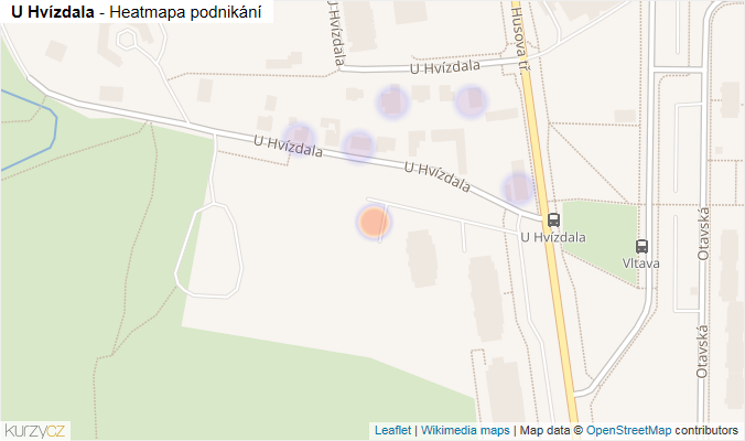 Mapa U Hvízdala - Firmy v ulici.