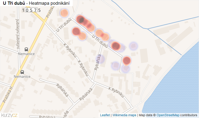 Mapa U Tří dubů - Firmy v ulici.