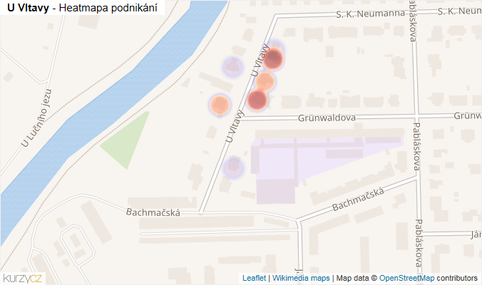 Mapa U Vltavy - Firmy v ulici.