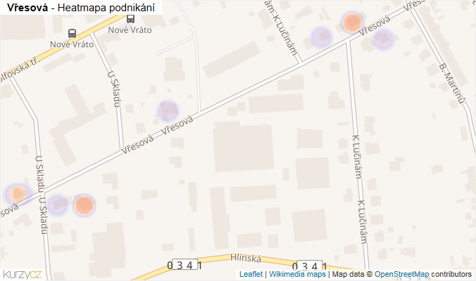 Mapa Vřesová - Firmy v ulici.