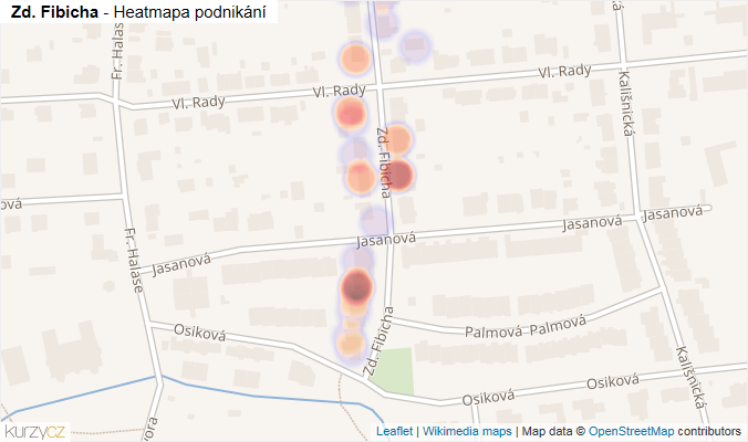 Mapa Zd. Fibicha - Firmy v ulici.