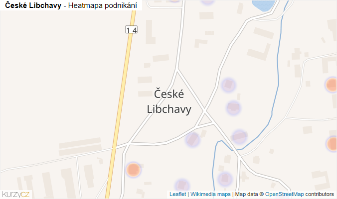 Mapa České Libchavy - Firmy v části obce.