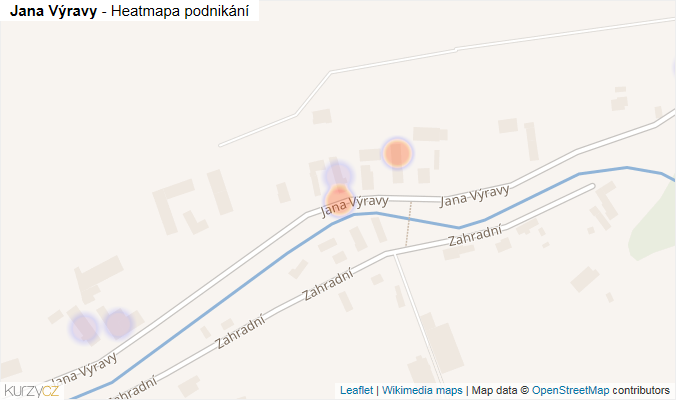Mapa Jana Výravy - Firmy v ulici.
