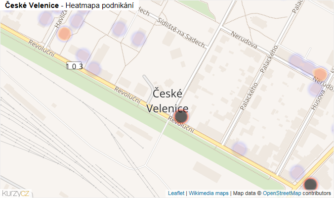 Mapa České Velenice - Firmy v části obce.