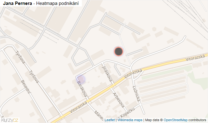 Mapa Jana Pernera - Firmy v ulici.