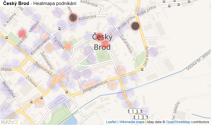 Mapa Český Brod - Firmy v obci.