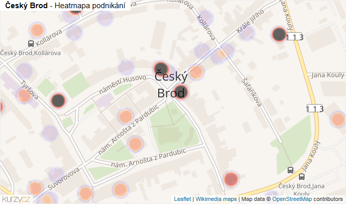 Mapa Český Brod - Firmy v části obce.