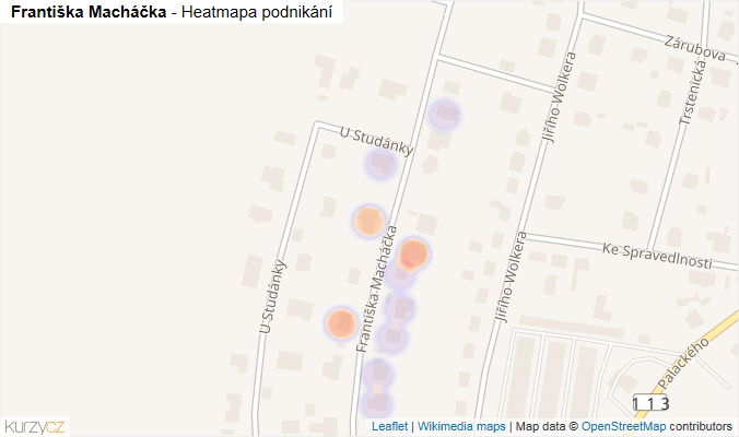 Mapa Františka Macháčka - Firmy v ulici.