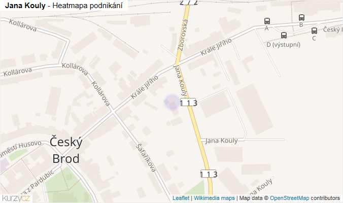 Mapa Jana Kouly - Firmy v ulici.