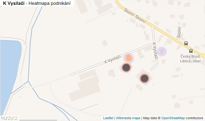 Mapa K Vysílači - Firmy v ulici.