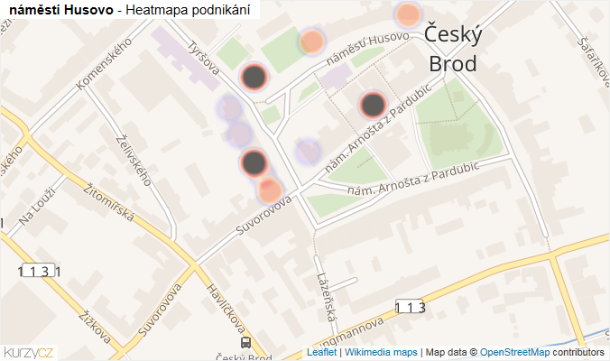 Mapa náměstí Husovo - Firmy v ulici.