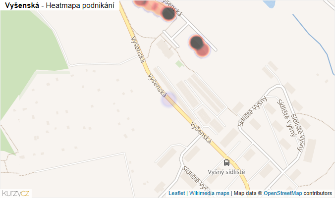 Mapa Vyšenská - Firmy v ulici.