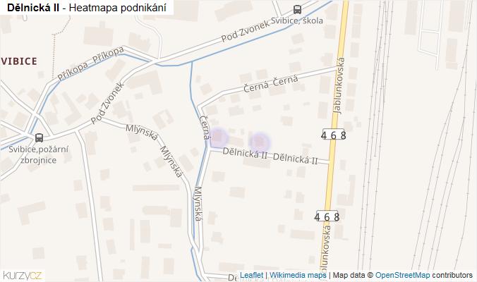 Mapa Dělnická II - Firmy v ulici.