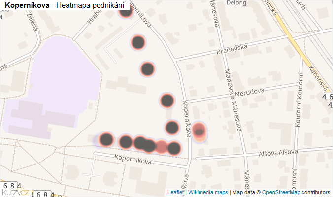 Mapa Koperníkova - Firmy v ulici.