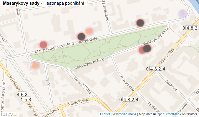 Mapa Masarykovy sady - Firmy v ulici.