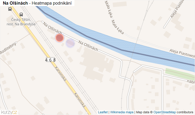 Mapa Na Olšinách - Firmy v ulici.