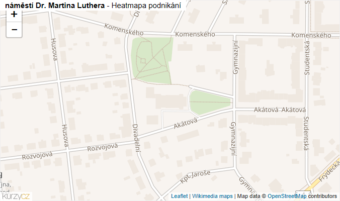 Mapa náměstí Dr. Martina Luthera - Firmy v ulici.