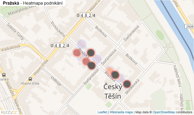 Mapa Pražská - Firmy v ulici.
