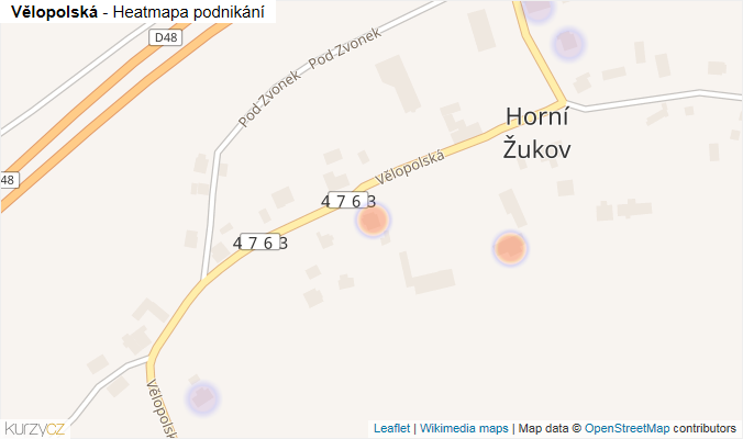 Mapa Vělopolská - Firmy v ulici.