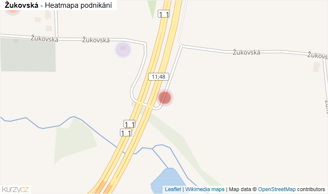 Mapa Žukovská - Firmy v ulici.