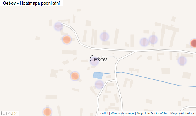 Mapa Češov - Firmy v části obce.