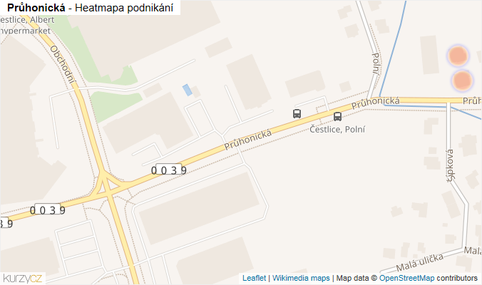 Mapa Průhonická - Firmy v ulici.