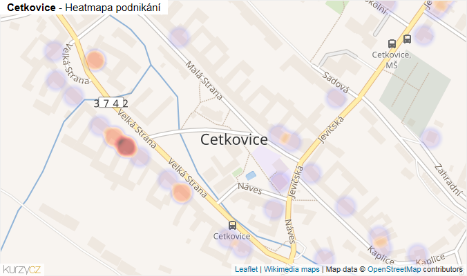 Mapa Cetkovice - Firmy v části obce.