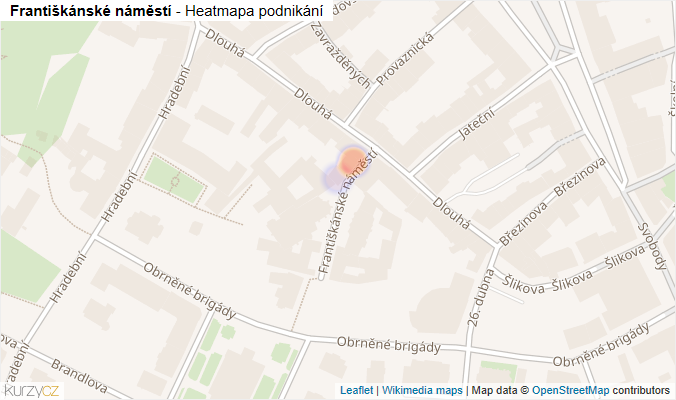 Mapa Františkánské náměstí - Firmy v ulici.