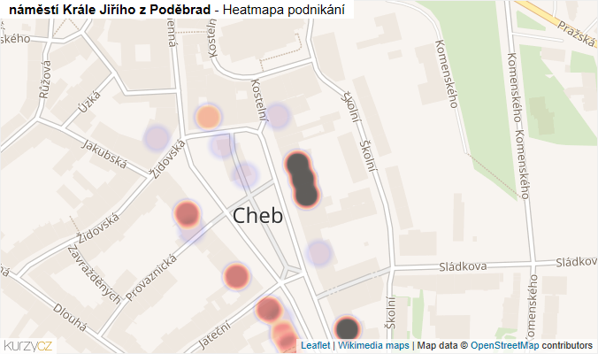 Mapa náměstí Krále Jiřího z Poděbrad - Firmy v ulici.