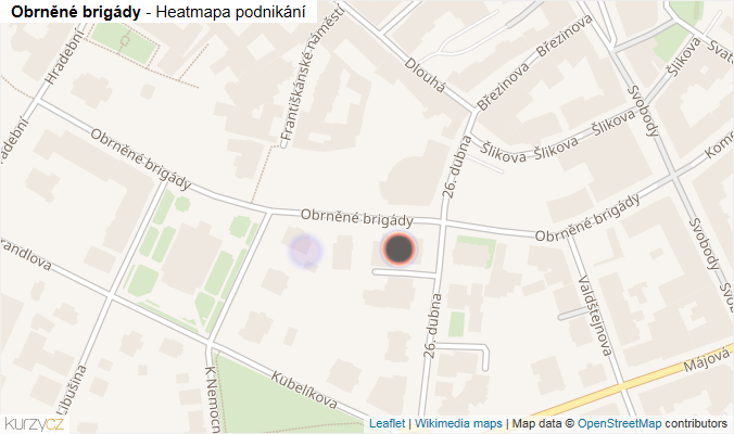 Mapa Obrněné brigády - Firmy v ulici.