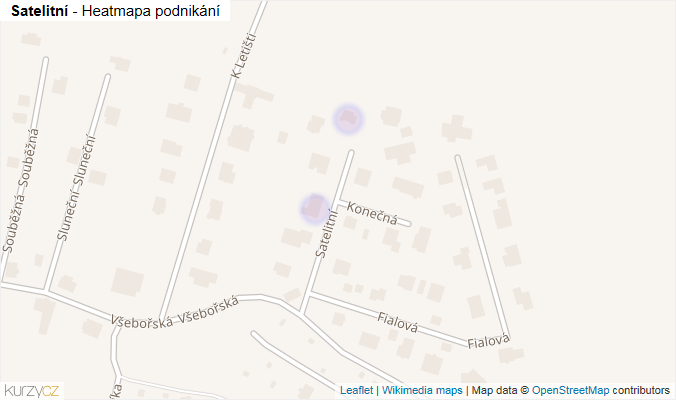 Mapa Satelitní - Firmy v ulici.
