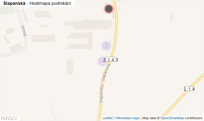 Mapa Slapanská - Firmy v ulici.