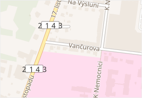 Vančurova v obci Cheb - mapa ulice