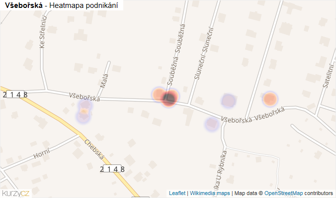 Mapa Všebořská - Firmy v ulici.