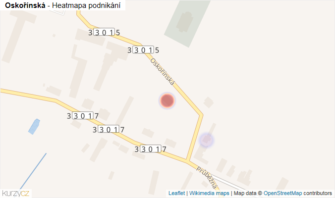 Mapa Oskořínská - Firmy v ulici.