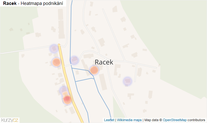 Mapa Racek - Firmy v části obce.