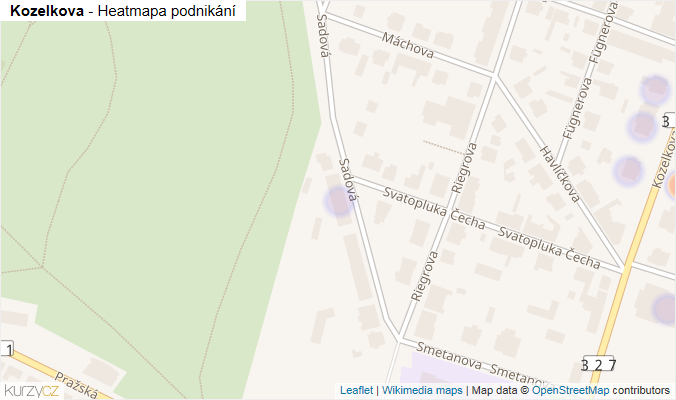 Mapa Kozelkova - Firmy v ulici.