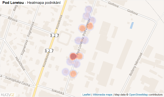 Mapa Pod Loretou - Firmy v ulici.