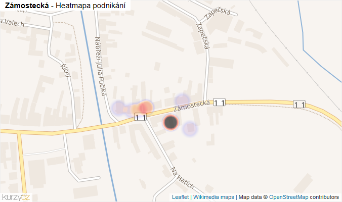 Mapa Zámostecká - Firmy v ulici.