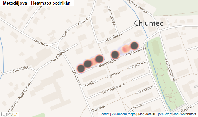 Mapa Metodějova - Firmy v ulici.