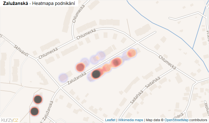 Mapa Zalužanská - Firmy v ulici.