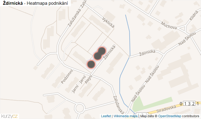 Mapa Ždírnická - Firmy v ulici.